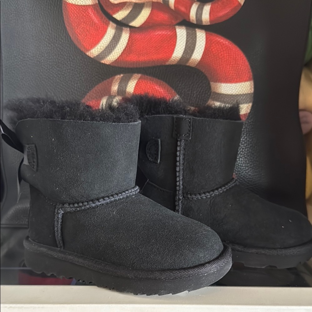 UGG Kids Black Boots - Picture 2 of 7